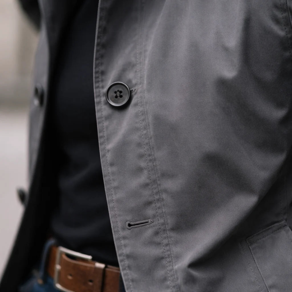 Men's Single-Breasted Car Coat – Pocket Detail