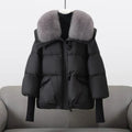 Women's Cropped Puffer Jacket in Black