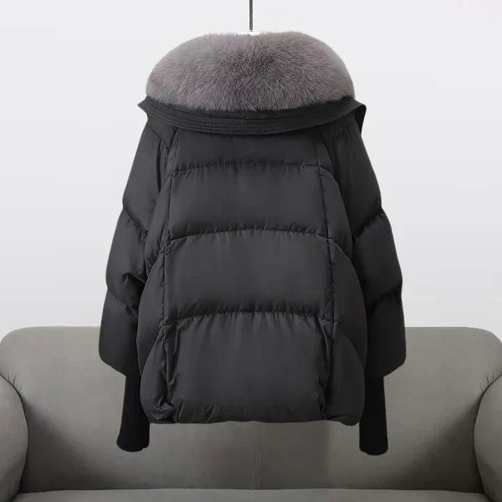 Women's Cropped Puffer Jacket in Brown