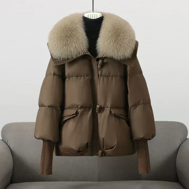 Women's Cropped Puffer Jacket – Toggle Closure Detail