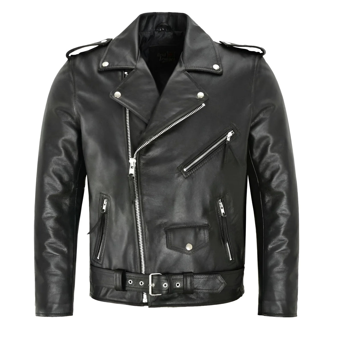 Men's Leather Biker Jacket in Black