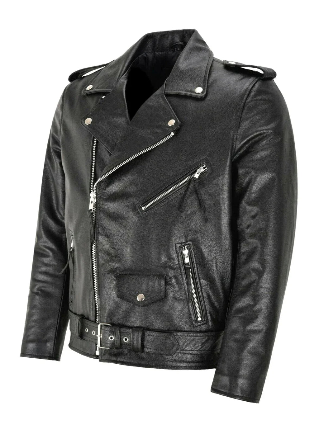 Men's Leather Biker Jacket – Collar Detail