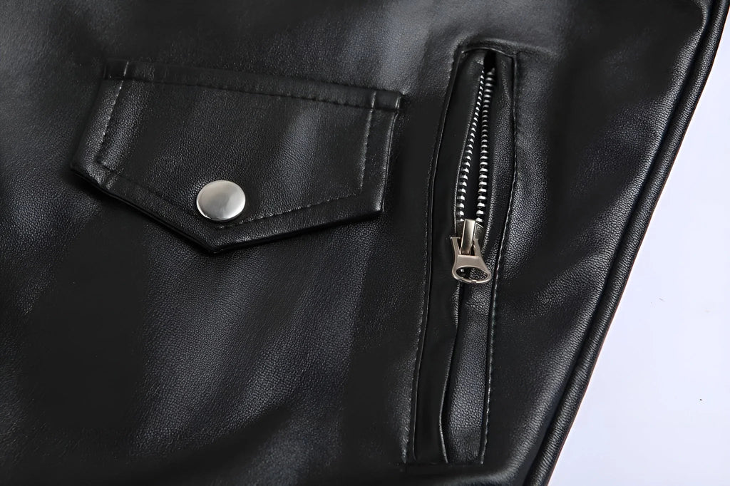 Men's Leather Biker Jacket – Pocket Detail