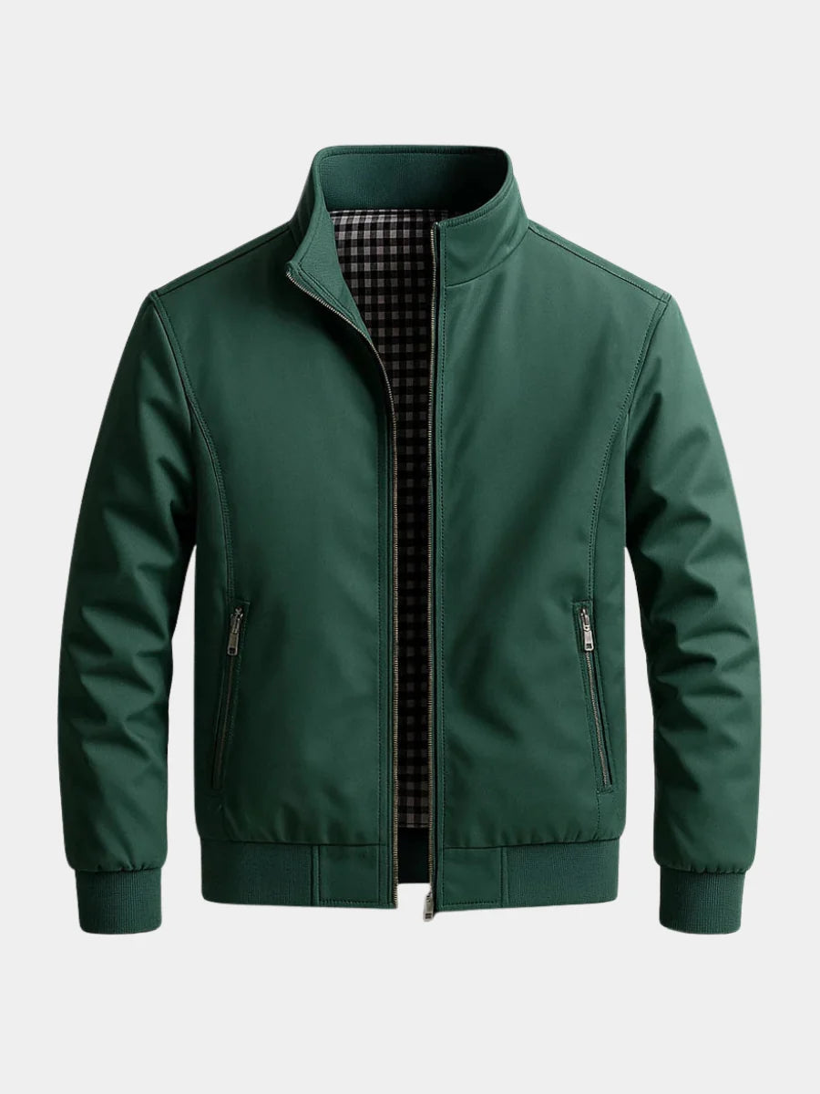 Men's Zip-Front Bomber Jacket in White
