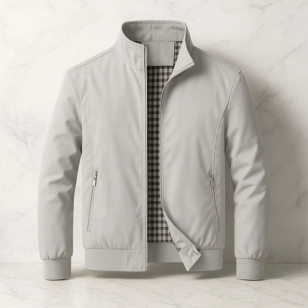 Men's Zip-Front Bomber Jacket in Black