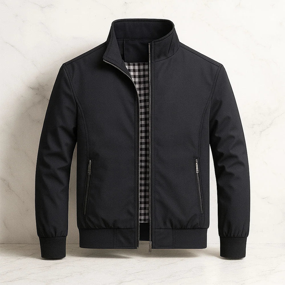 Men's Zip-Front Bomber Jacket in Blue