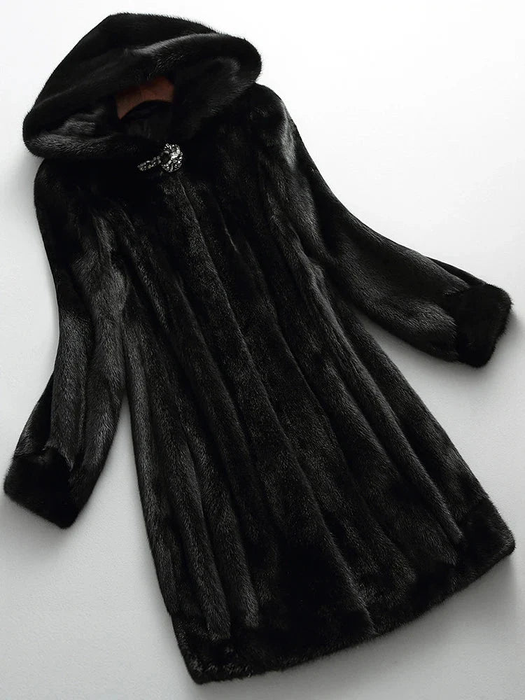 Women's Faux Fur Hooded Coat – Front View
