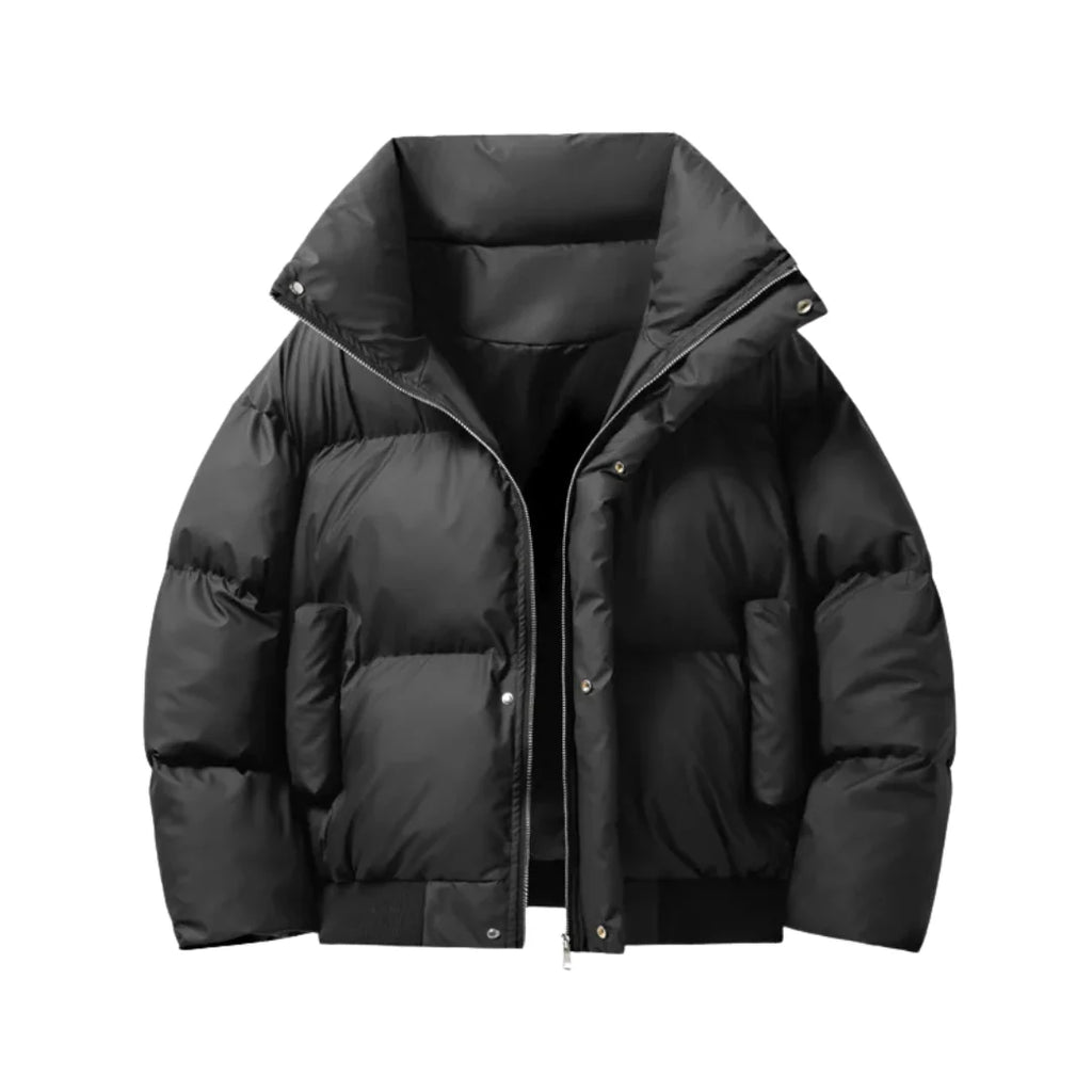 Men's Bomber Puffer Jacket in Black