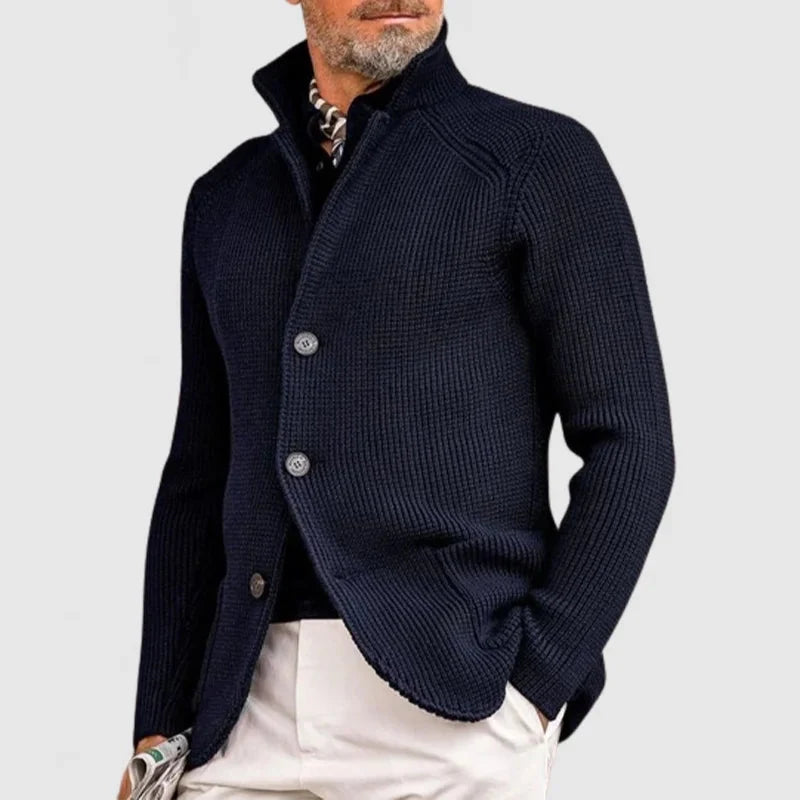 Men's Shawl-Collar Cardigan in Navy Blue