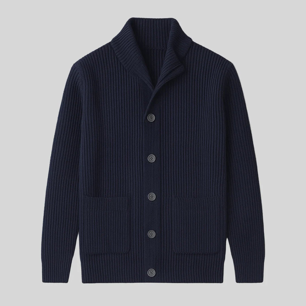 Men's Shawl-Collar Cardigan in Black