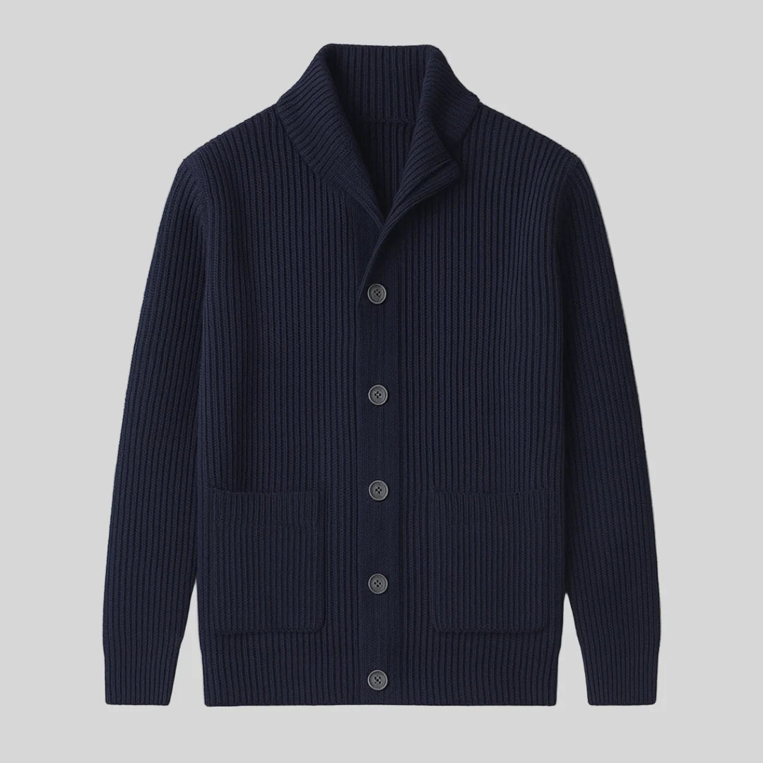 Men's Shawl-Collar Cardigan in Black