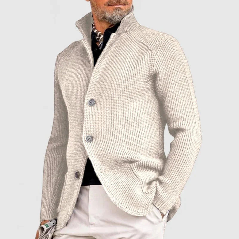 Men's Shawl-Collar Cardigan in Gray