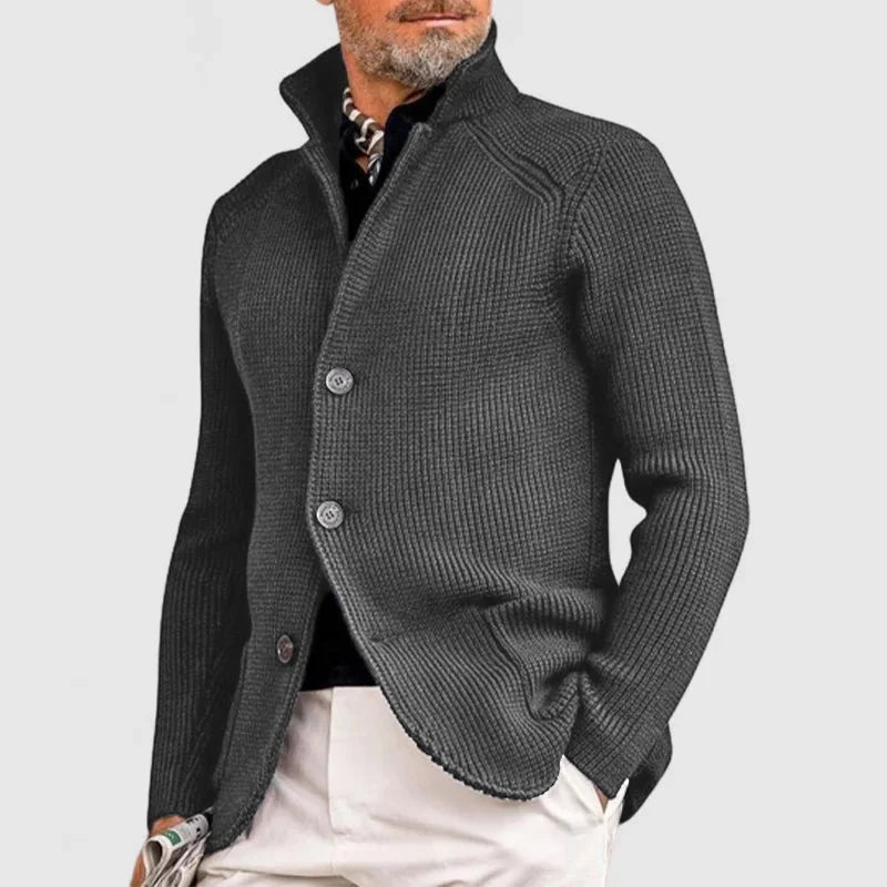 Men's Shawl-Collar Cardigan in Dark Brown