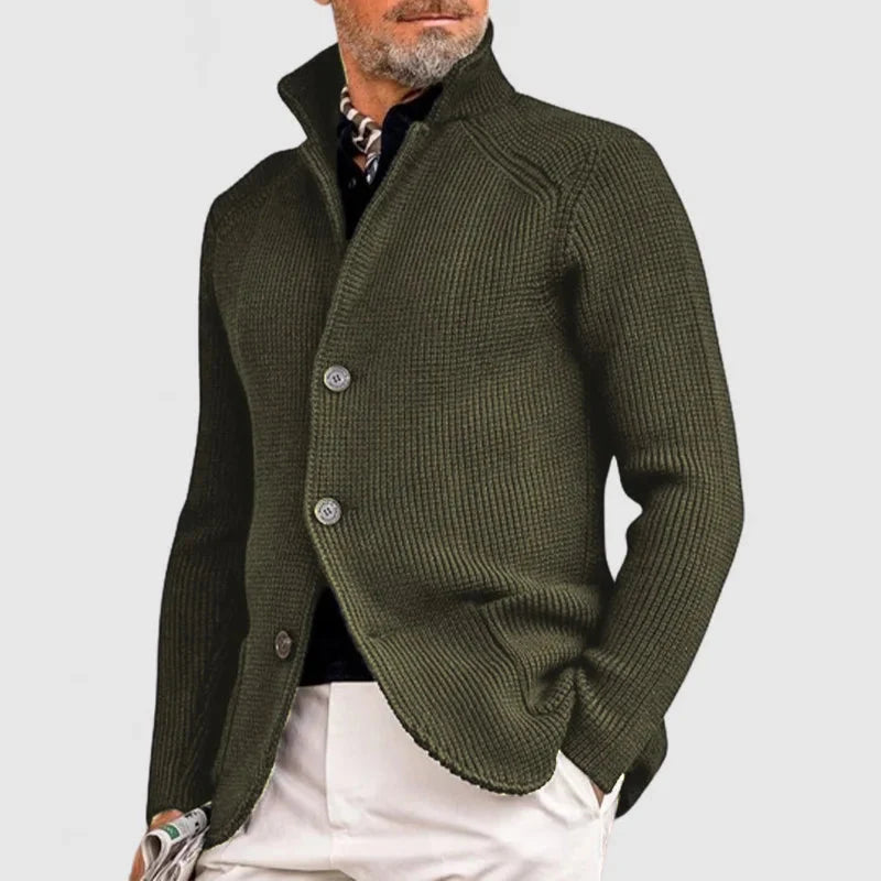Men's Shawl-Collar Cardigan – Patch Pocket Detail