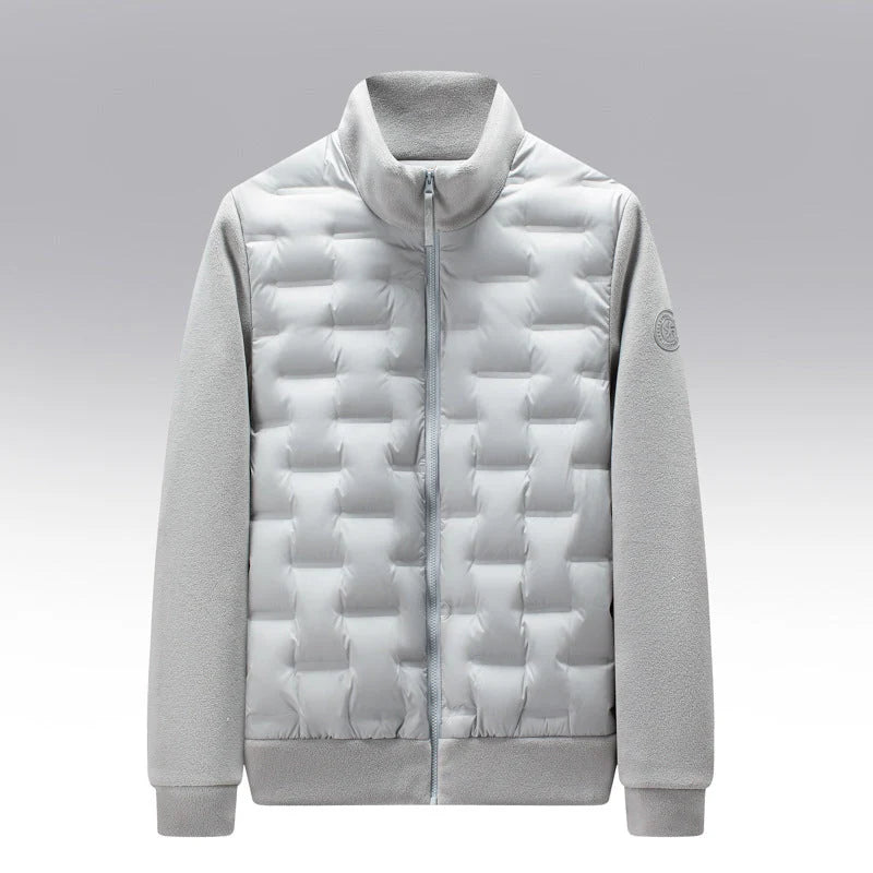 Men's Mixed-Media Puffer Jacket in White