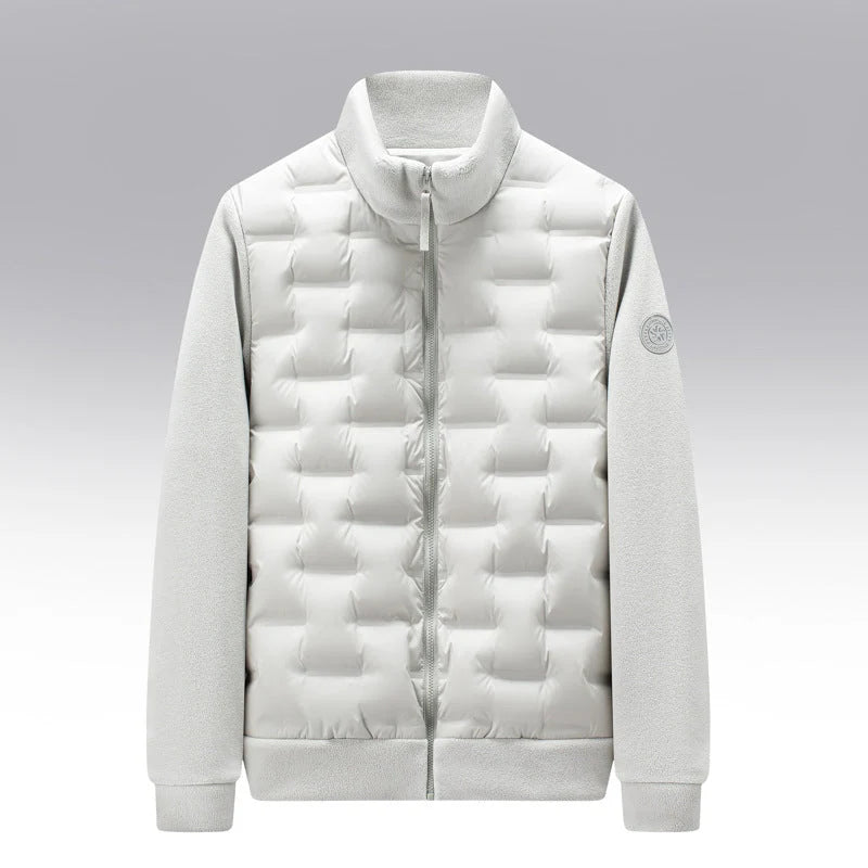 Men's Mixed-Media Puffer Jacket – Fleece Sleeve Detail