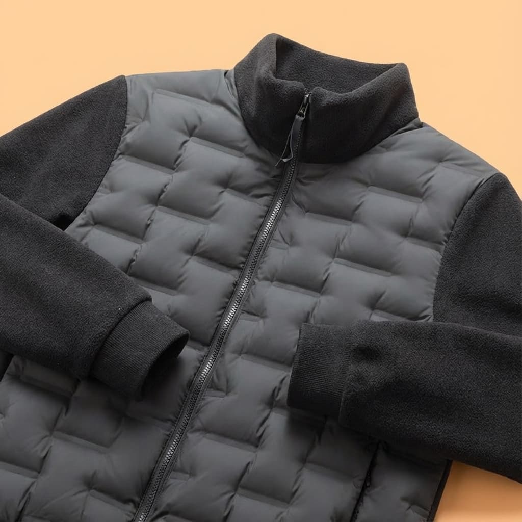 Men's Mixed-Media Puffer Jacket – Back View