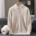 Men's Cashmere Polo Sweater in Beige