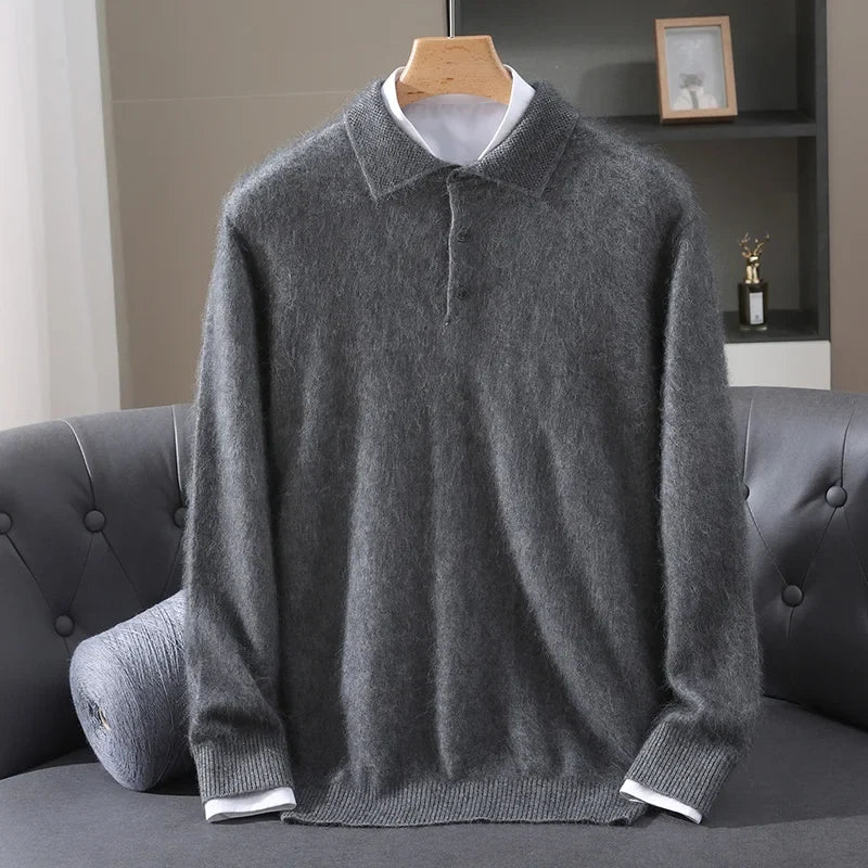 Men's Cashmere Polo Sweater in Red