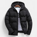 Men's Quilted Hooded Puffer Jacket in Black