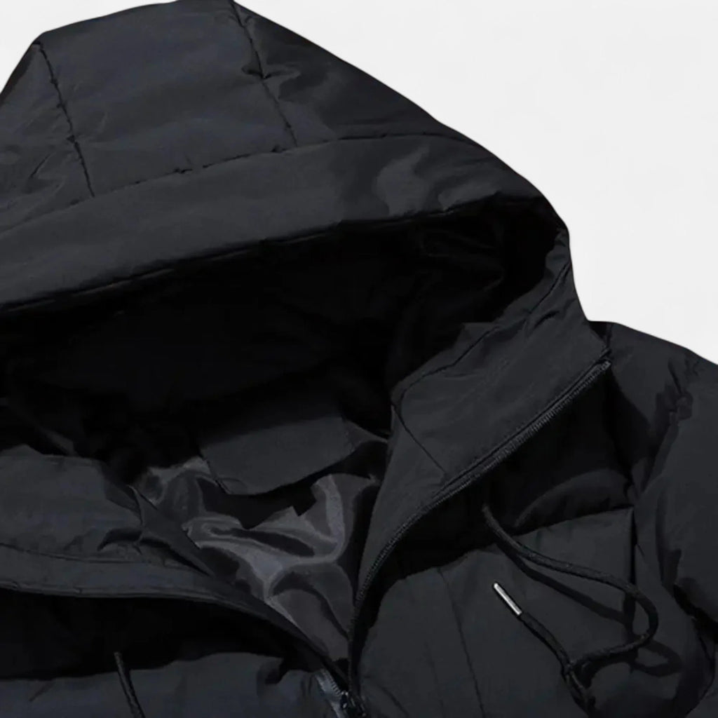 Men's Quilted Hooded Puffer Jacket – Detail View