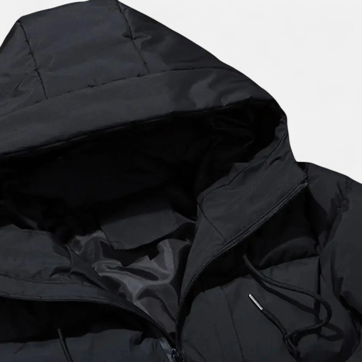 Men's Quilted Hooded Puffer Jacket – Detail View