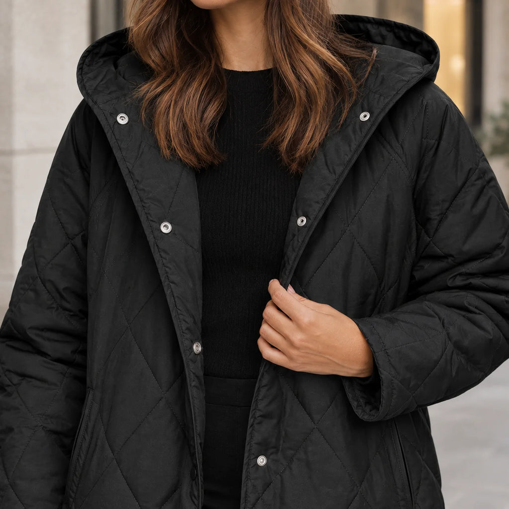 Women's Hooded Quilted Puffer Jacket in White