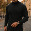 Merino Wool Mock Neck Sweater in Black