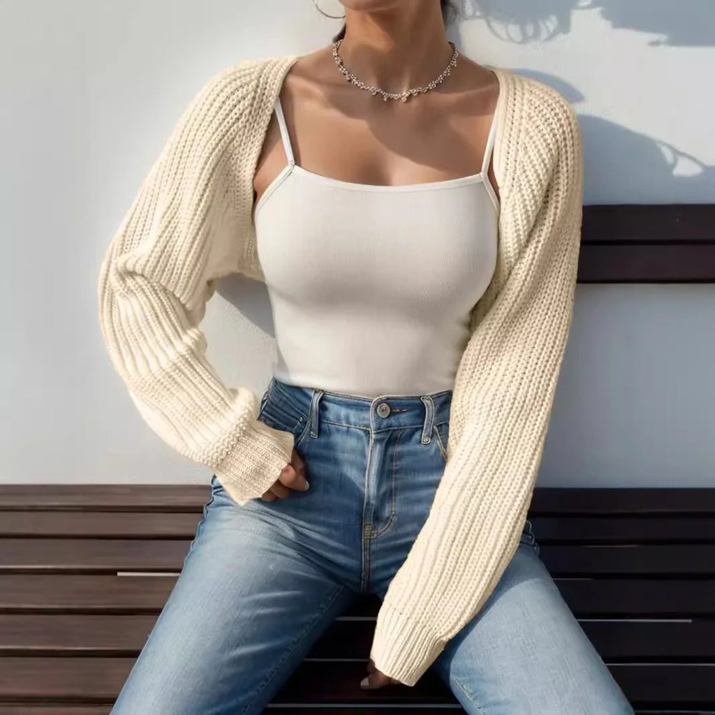 Women's Cropped Bolero Sweater – Raglan Sleeve Detail