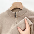 Men's Cashmere Half-Zip Sweater in Camel