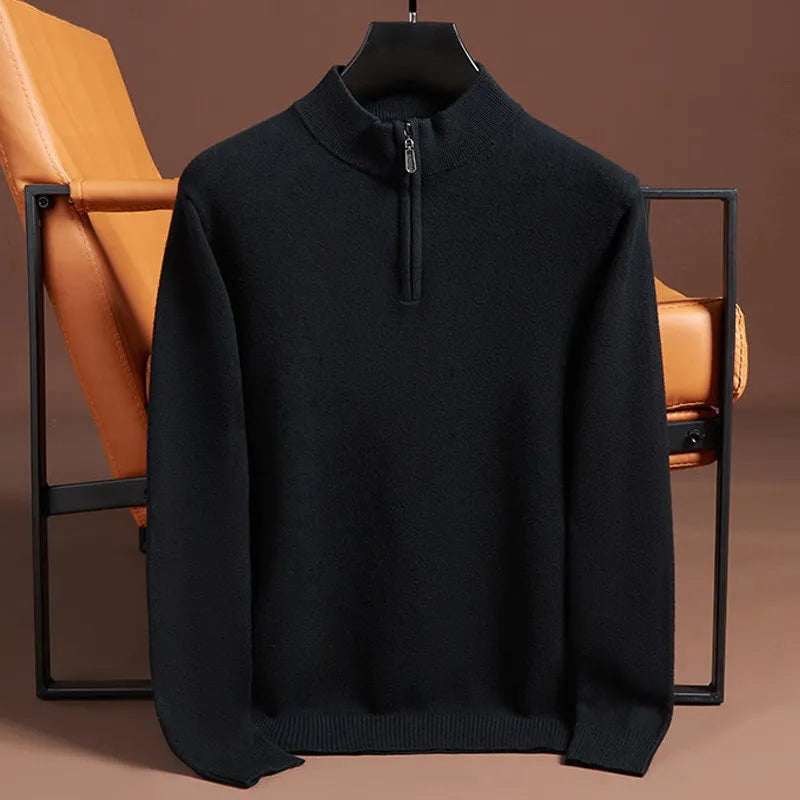Men's Cashmere Half-Zip Sweater – Zip Detail