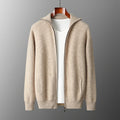 Men's Full-Zip Cashmere Cardigan in Beige