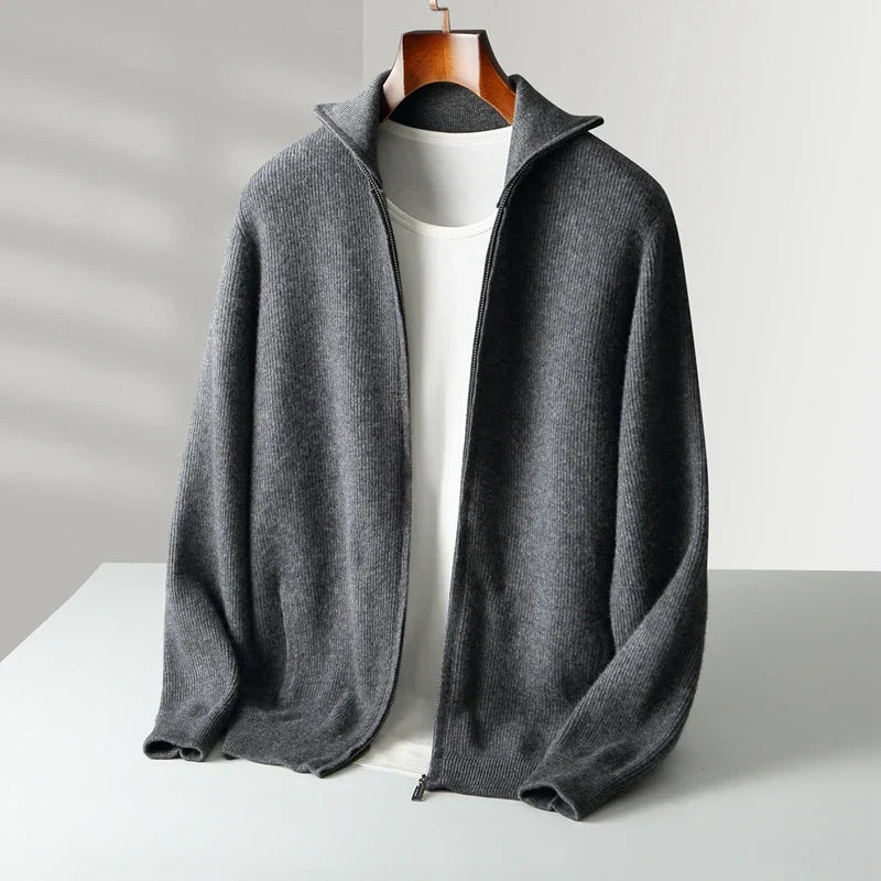 Men's Full-Zip Cashmere Cardigan in Gray