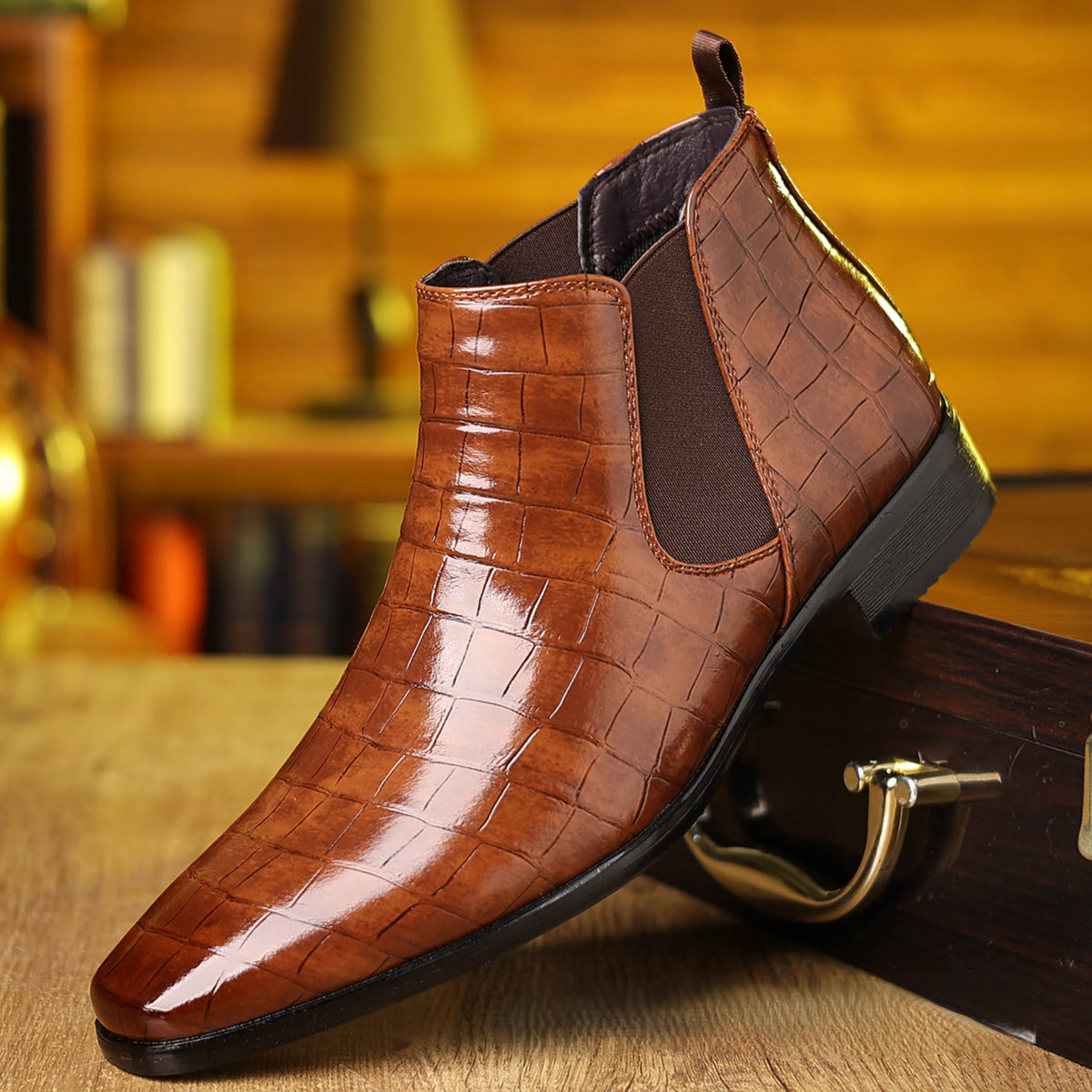 Men's Croc-Embossed Chelsea Boots – Sole Detail
