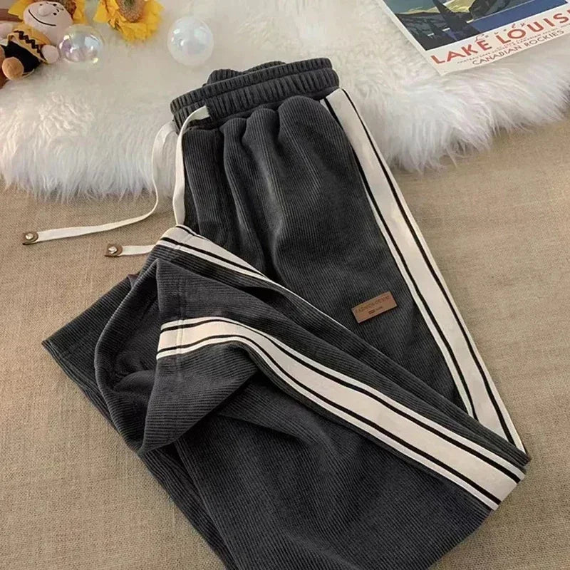 Women's Corduroy Wide-Leg Pants in Gray