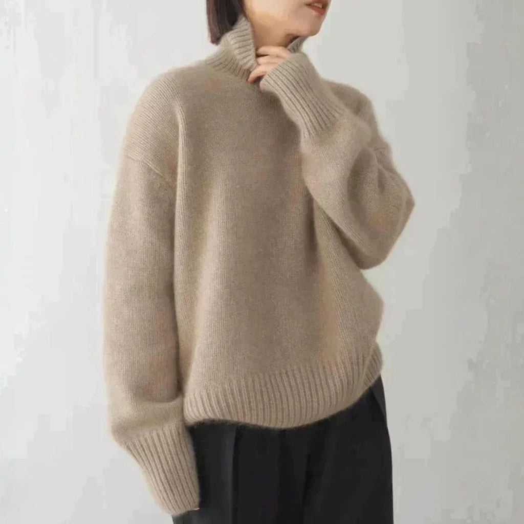 Women's Oversized Cashmere Turtleneck in Gray