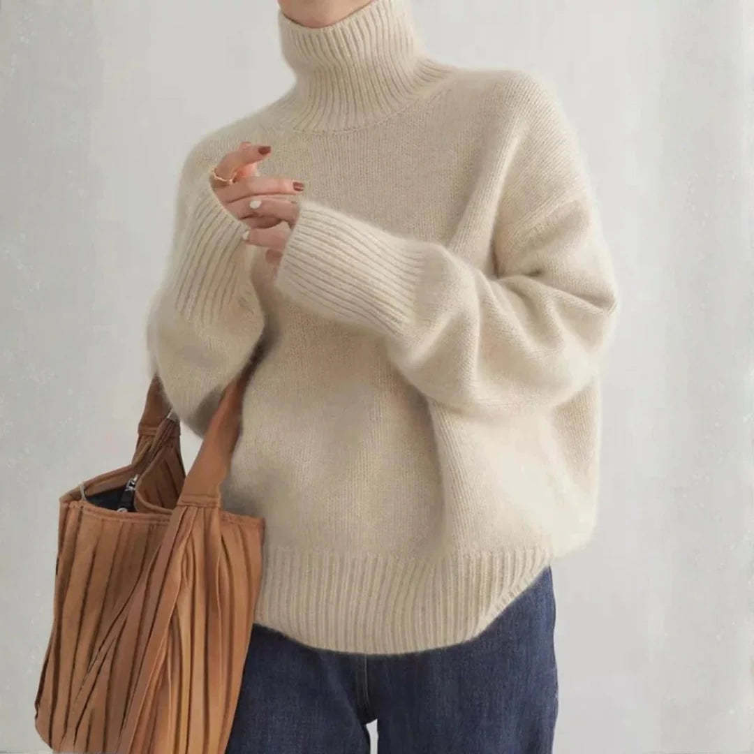 Women's Oversized Cashmere Turtleneck – Back View