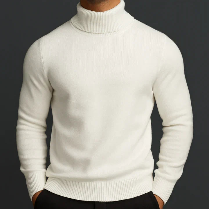 Men's Merino Wool Turtleneck in White