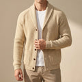 Men's Wool-Blend Shawl-Collar Cardigan in Cream