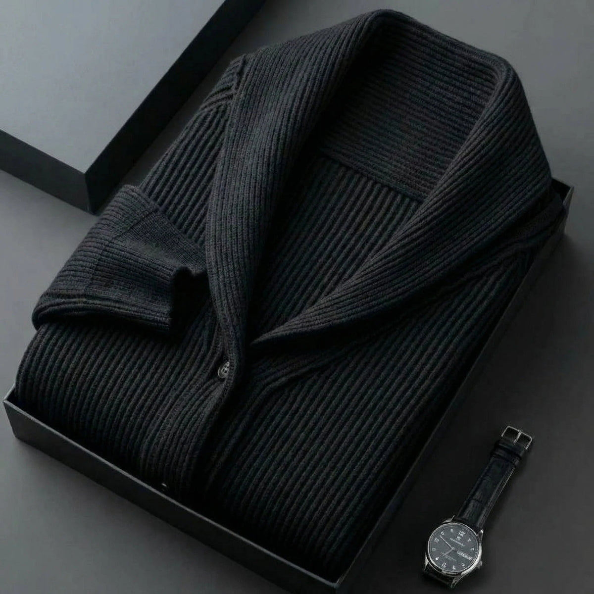 Men's Wool-Blend Shawl-Collar Cardigan – Button Detail
