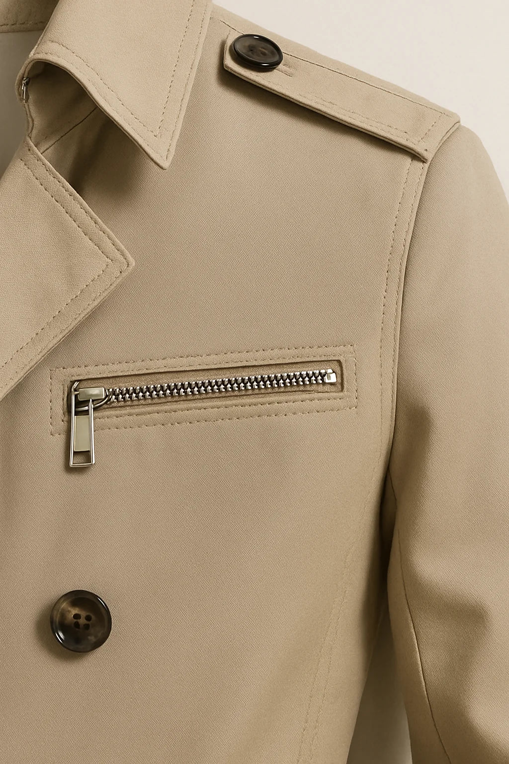 Men's belted trench coat in dark green