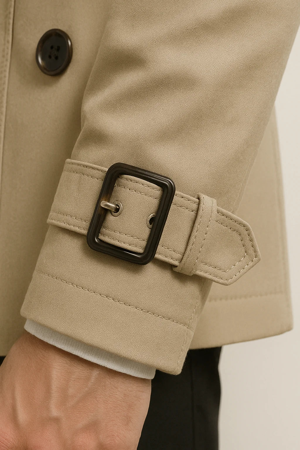 Men's belted trench coat in navy