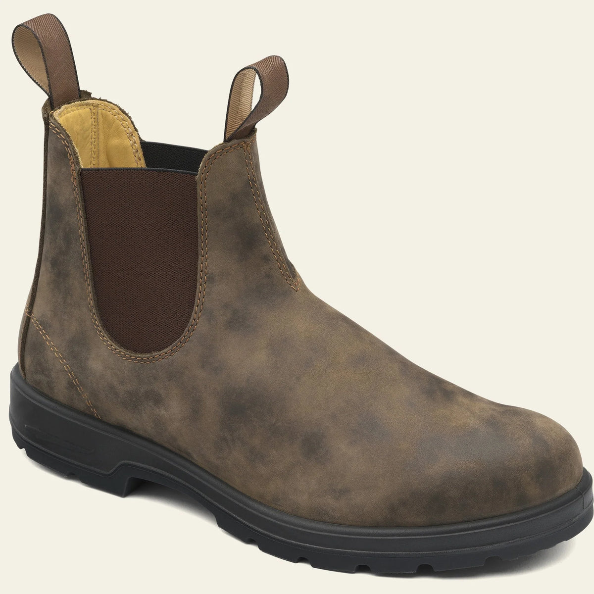 Men's brown leather Chelsea boots with elastic side panel