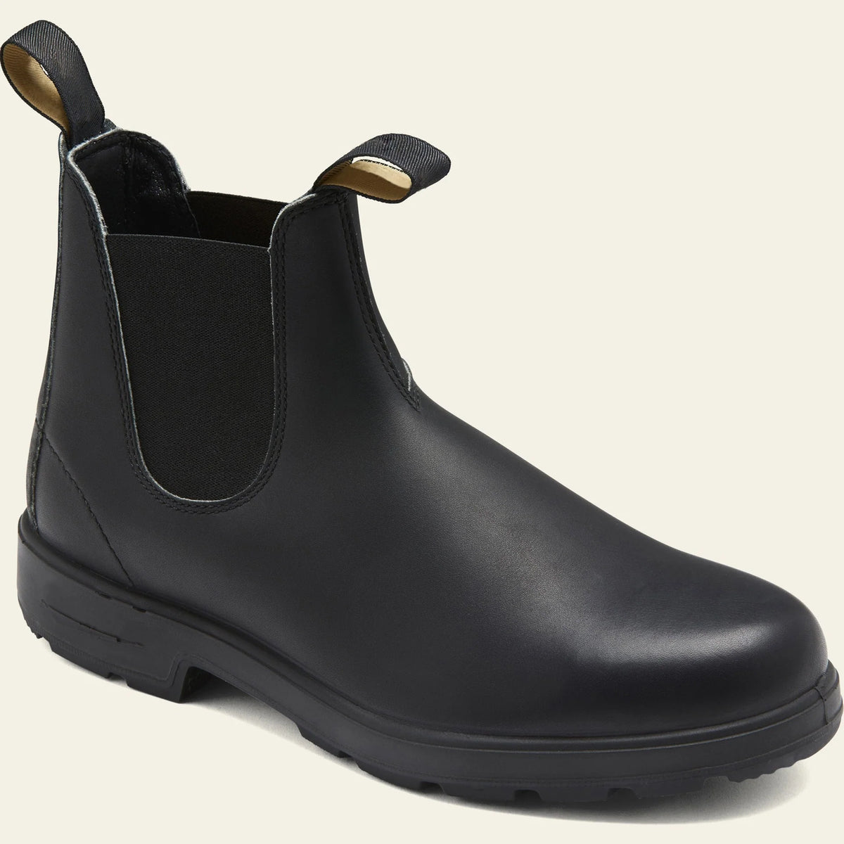 Men's black leather Chelsea boots with elastic side panel