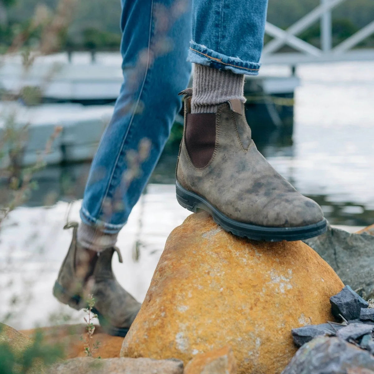 Men's leather Chelsea boots, pull tab detail