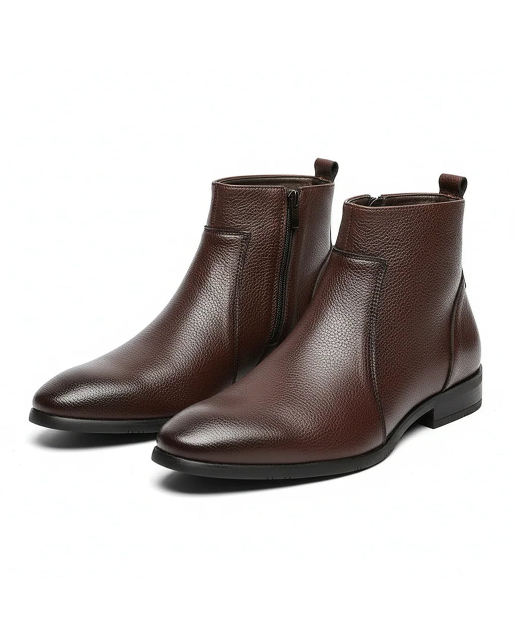 Men's Smooth Leather Ankle Boots in Dark Brown