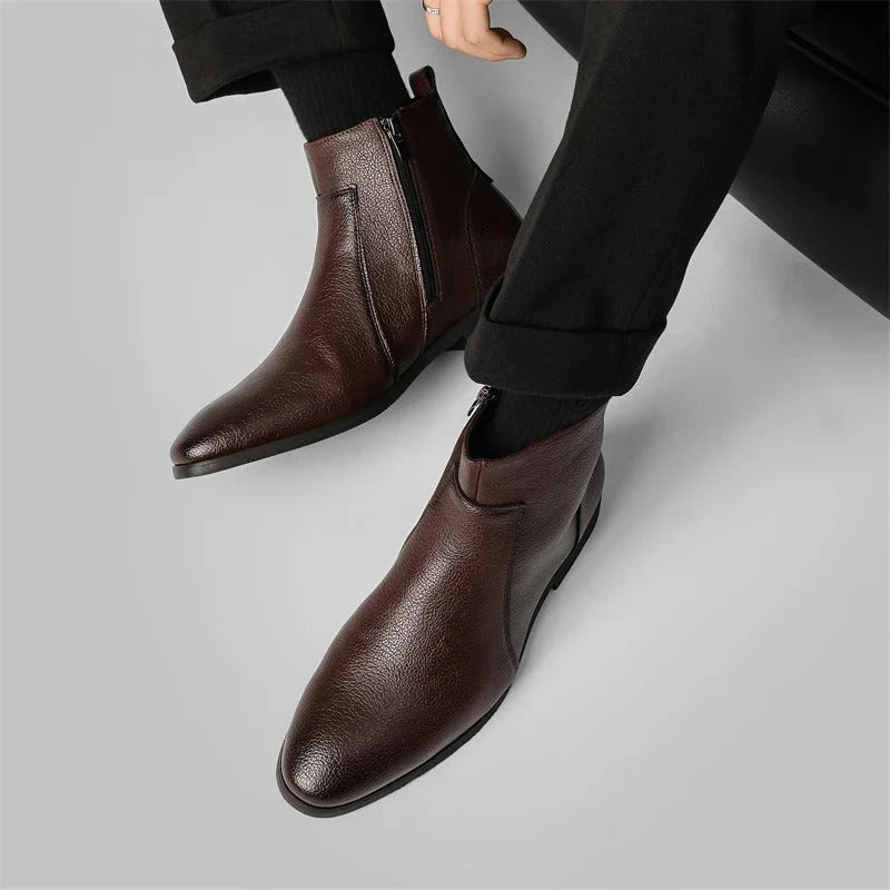 Men's Smooth Leather Ankle Boots – Back View