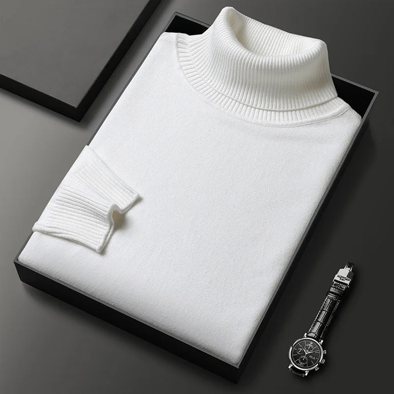 Men's Cashmere Turtleneck Sweater in Light Gray