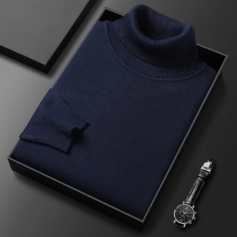 Men's Cashmere Turtleneck Sweater in Black