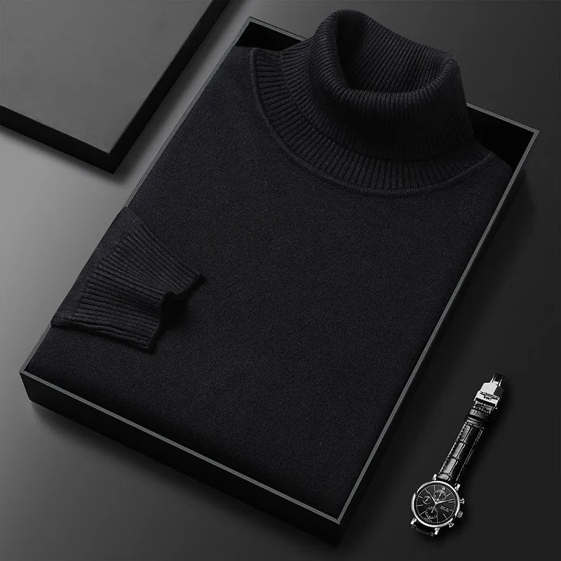 Men's Cashmere Turtleneck Sweater in Blue